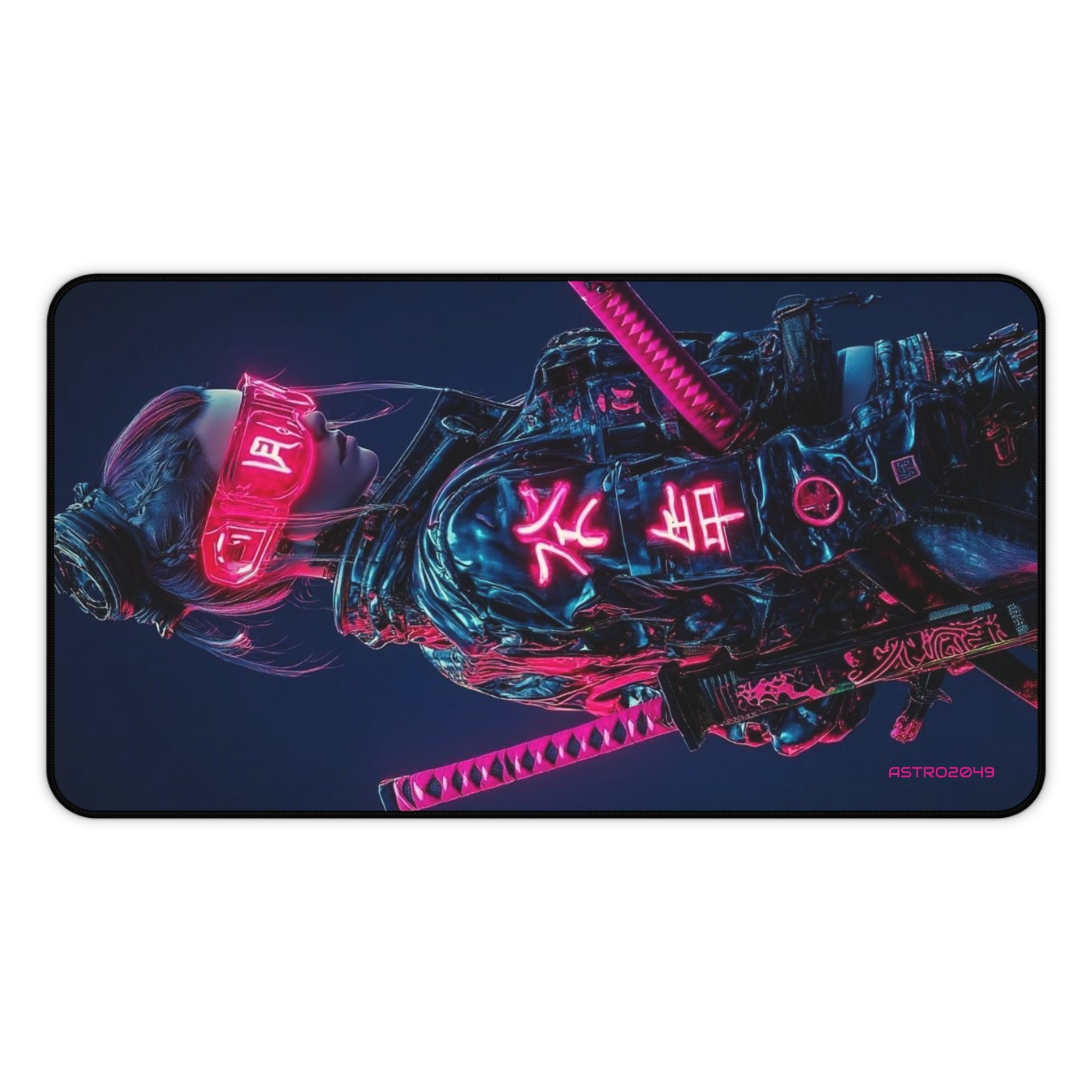 CYBERPUNK - SAMURAI - Cyberpunk Desk Mat, Neon Gaming Mouse Pad, Stylish Workspace Accessory, Gift for Gamers, Tech Enthusiasts
