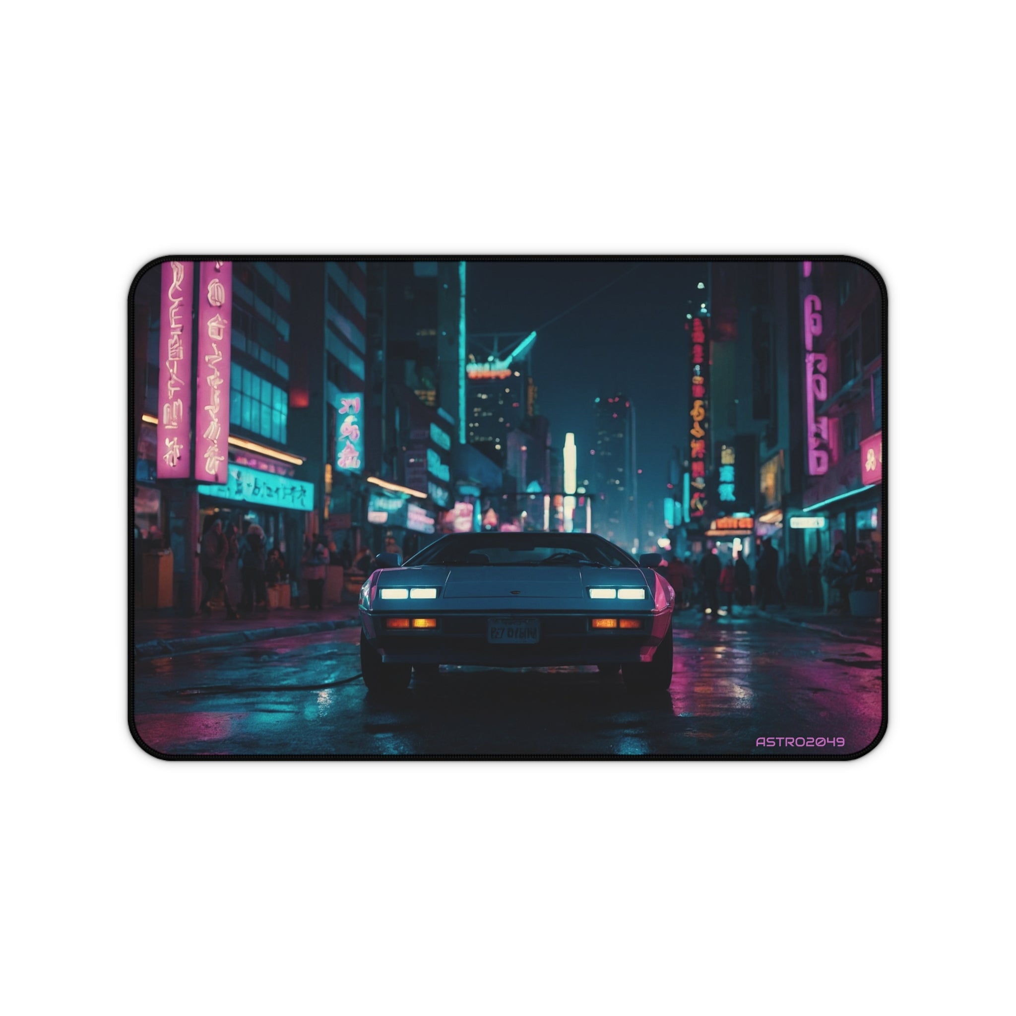 CYBERPUNK - RETROWAVE - Retro Neon City Desk Mat - Stylish Gaming Mouse Pad, Vintage Aesthetic Office Decor, Gift for Gamers,Tech Lover