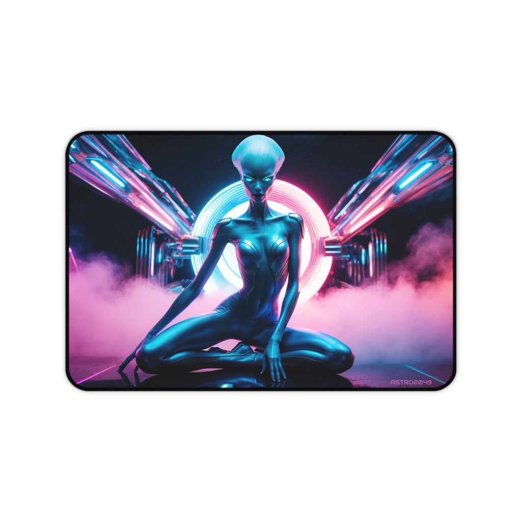 CYBERPUNK - ALIEN - Futuristic Alien Desk Mat - Cosmic Gamer Mouse Pad, Desk Accessories, Home Office Decor, Sci-Fi Art