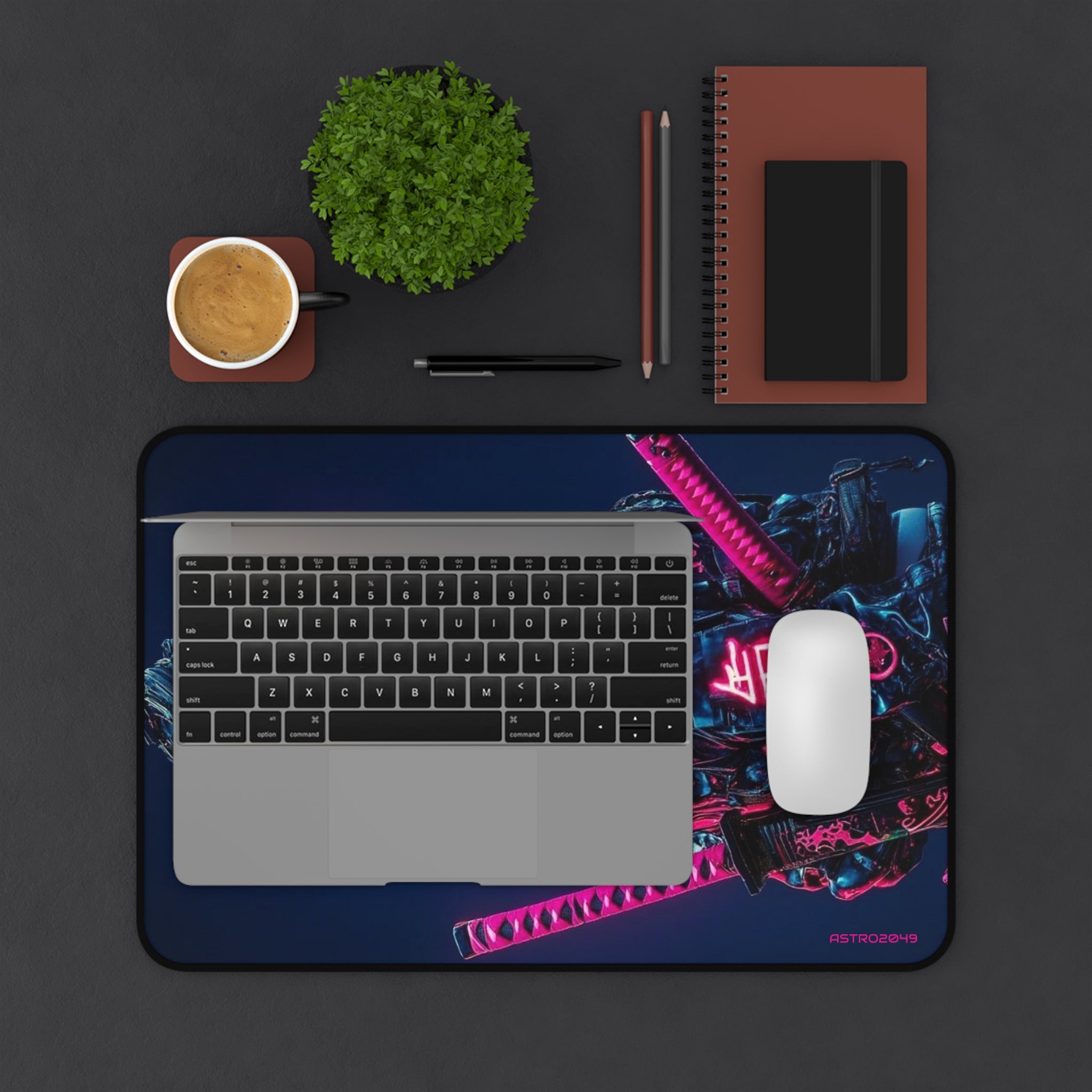 CYBERPUNK - SAMURAI - Cyberpunk Desk Mat, Neon Gaming Mouse Pad, Stylish Workspace Accessory, Gift for Gamers, Tech Enthusiasts