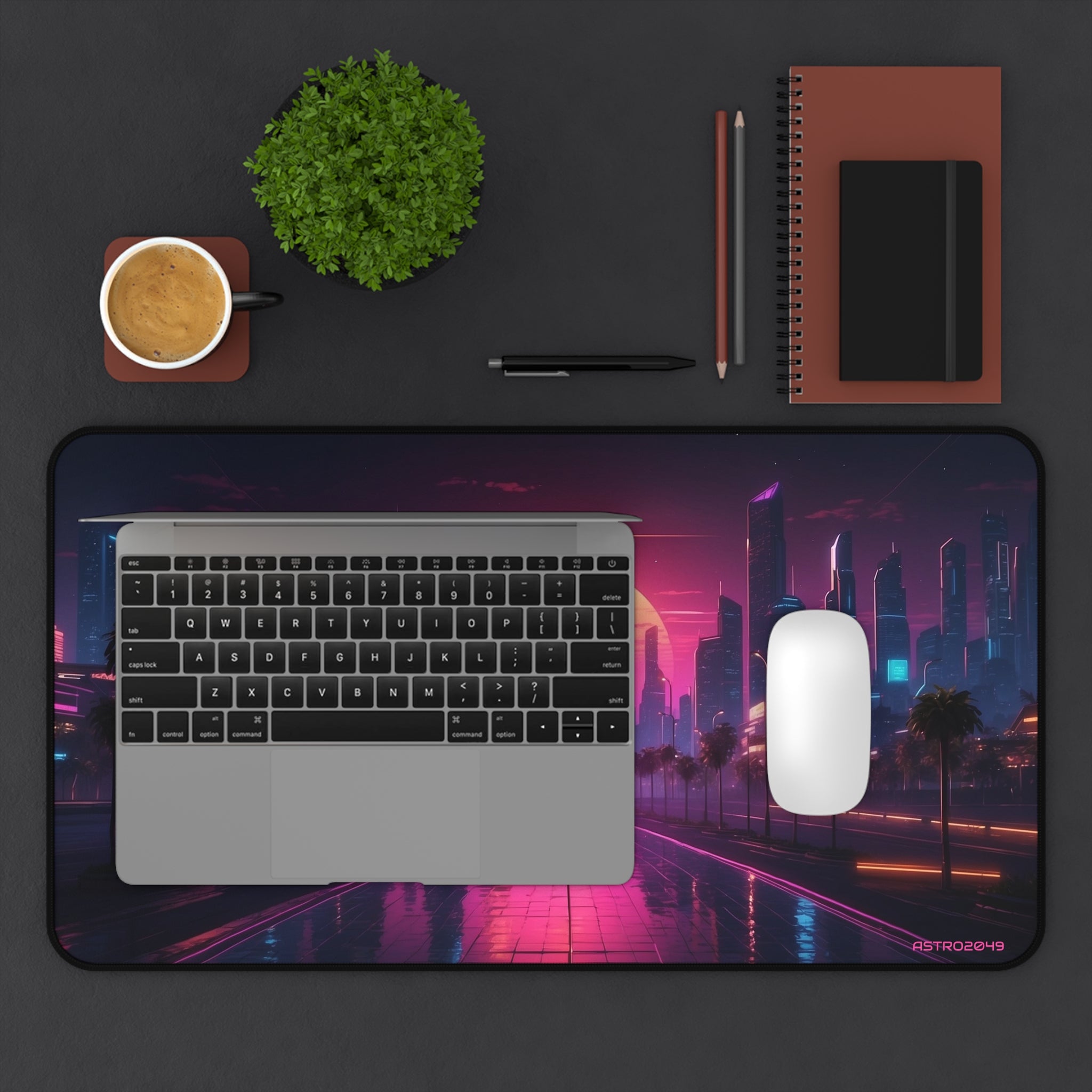 CYBERPUNK - RETROWAVE - Vibrant Sunset Cityscape Desk Mat, Gaming Mat, Office Decor, Computer Accessories, Home Office Gift, Retro Style