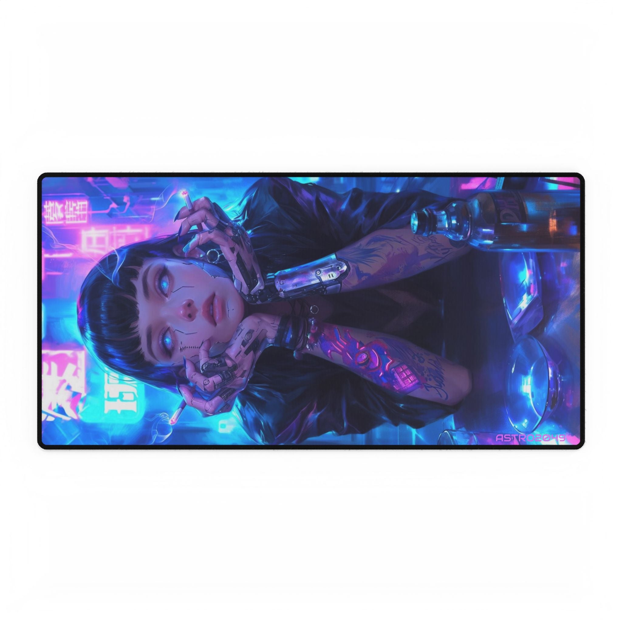 CYBERPUNK - Vibrant Desk Mat for Gamers, Colorful Desk Accessories, Gaming Setup, Office Decor, Gift for Tech Lovers, Digital Art