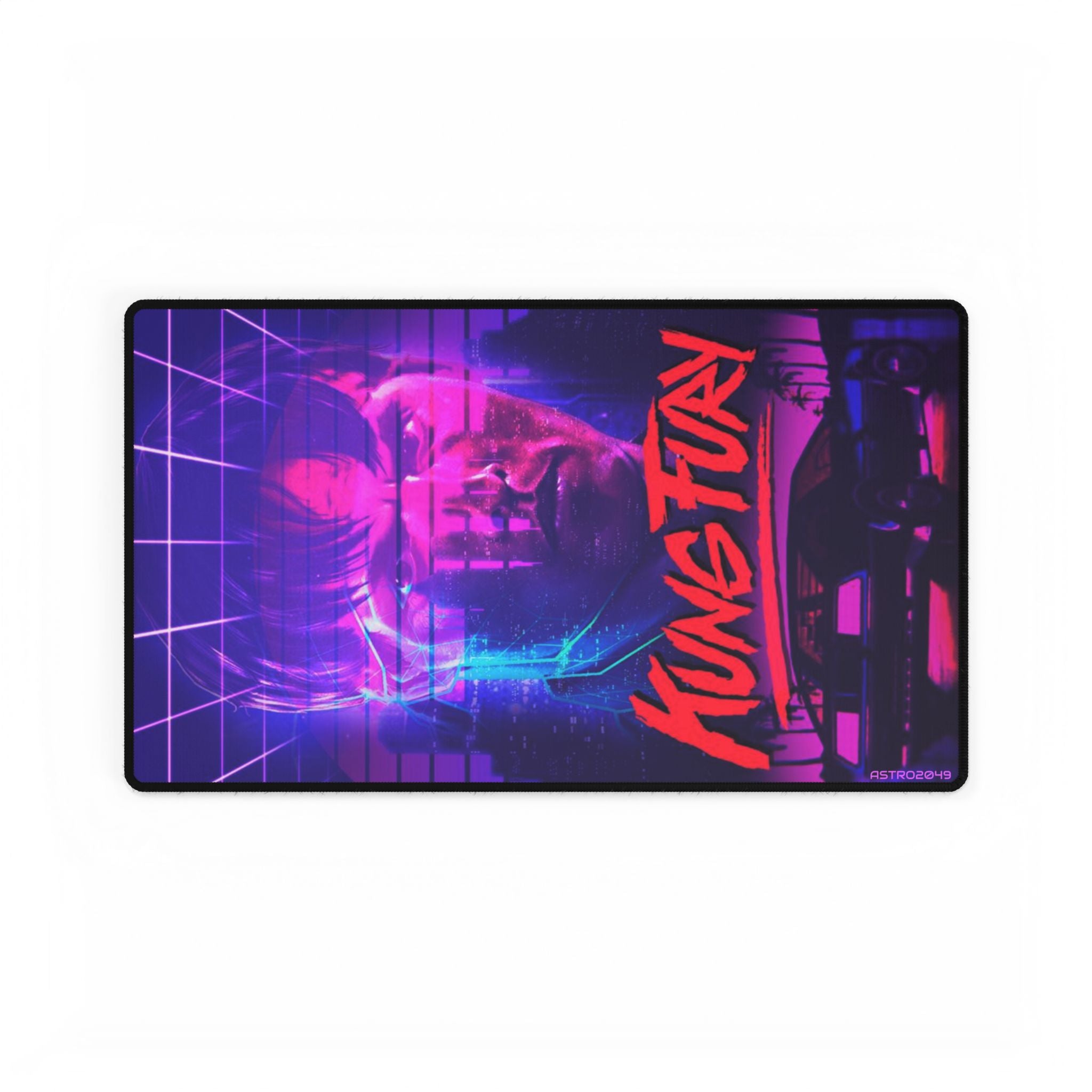 KUNG FURY - Retro Kung Fu Desk Mat - Gaming Desk Pad, Mouse Pad, Computer Mat, Office Decor, Unique Desk Accessories