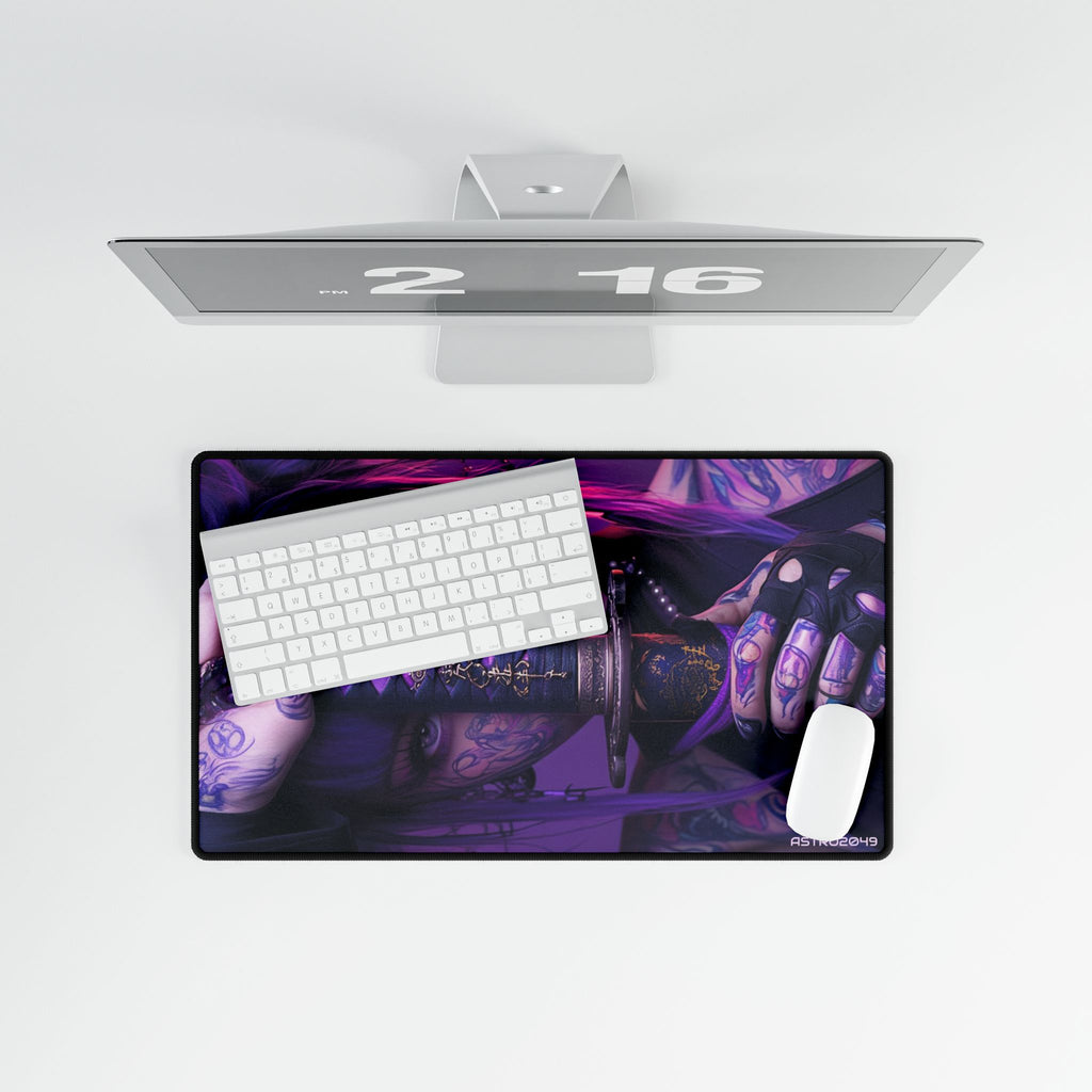 CYBERPUNK - SAMURAI - Vibrant Gamer Desk Mats, Artistic Desk Accessories, Gaming Mouse Pad, Custom Desk Pad, Home Office Decor