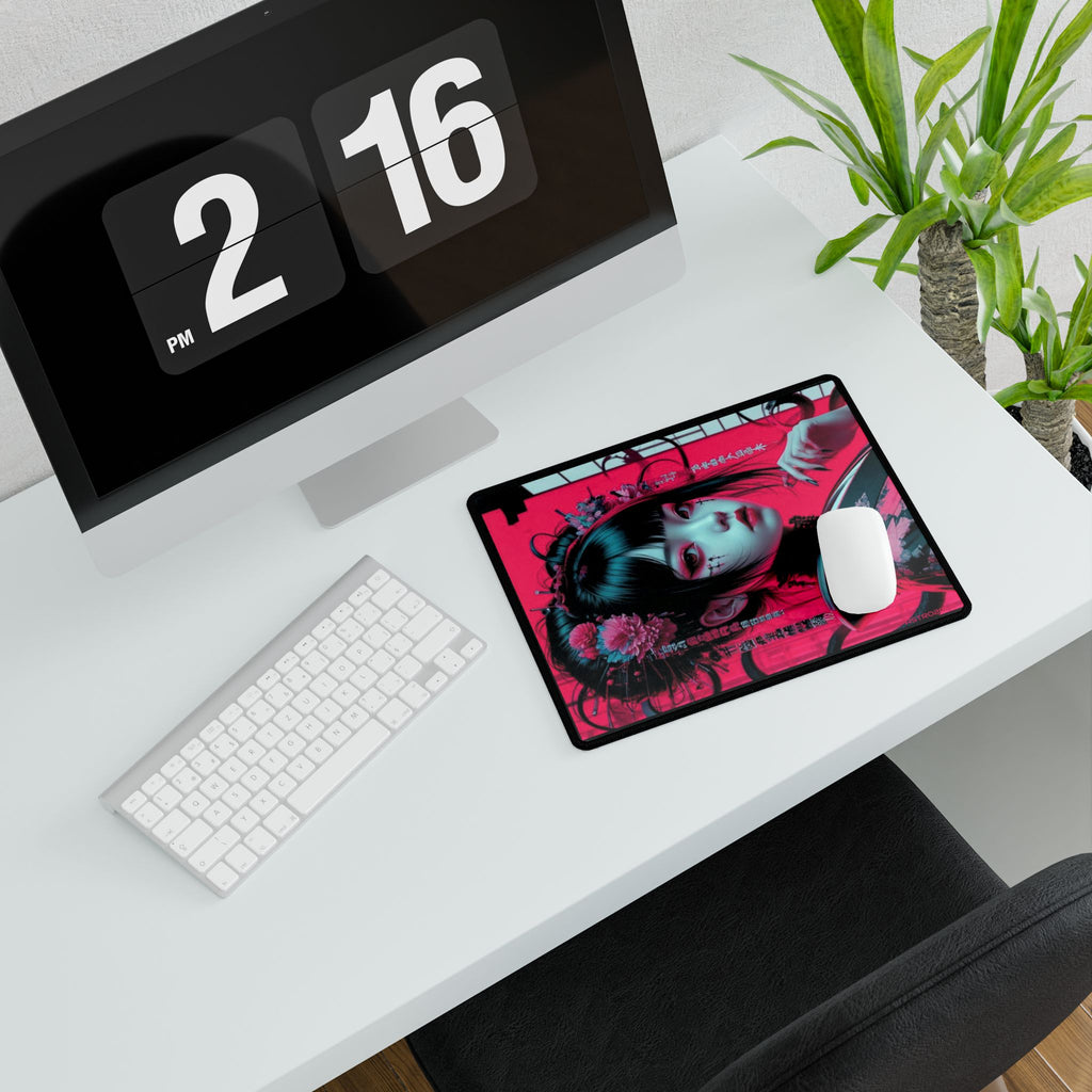 CYBERPUNK - GEISHA - Vibrant Desk Mat with Japanese Aesthetic, Office Decor, Gaming Accessory, Gift for Students, Desk Accessories