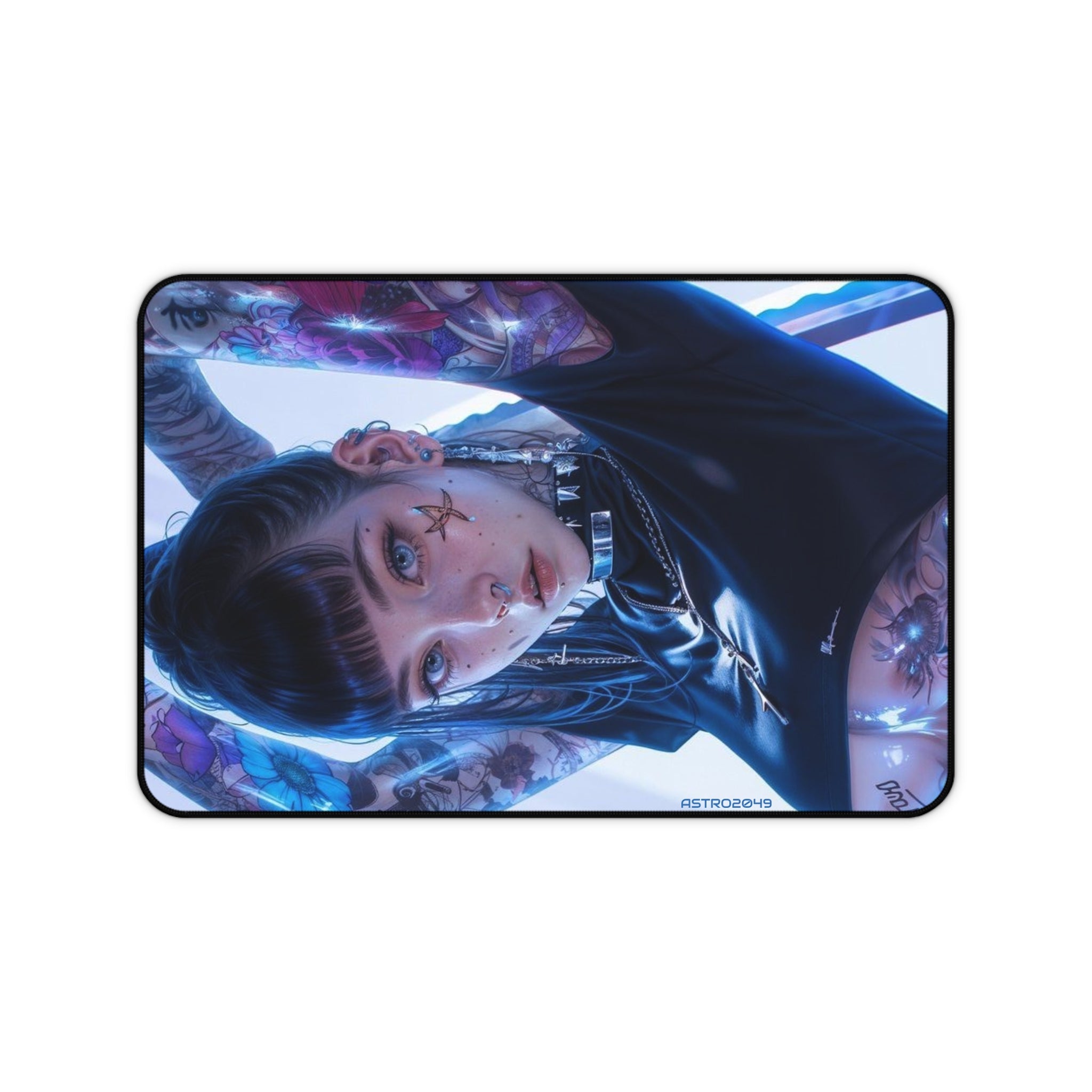 CYBERPUNK - TATTOO - Edgy Artistic Desk Mat, Gamer Mouse Pad, Office Decor, Unique Workstation Mat, Aesthetic Desk Accessory