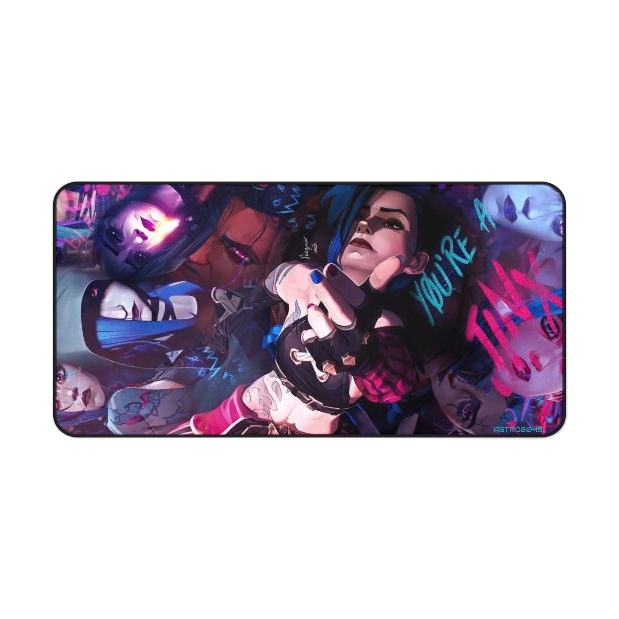 League of Legends - Arcane: JINX - Edgy Gamer Desk Mat, Anti-Slip Desk Pad, Personalized Gaming Mat, Unique Gift for Gamers