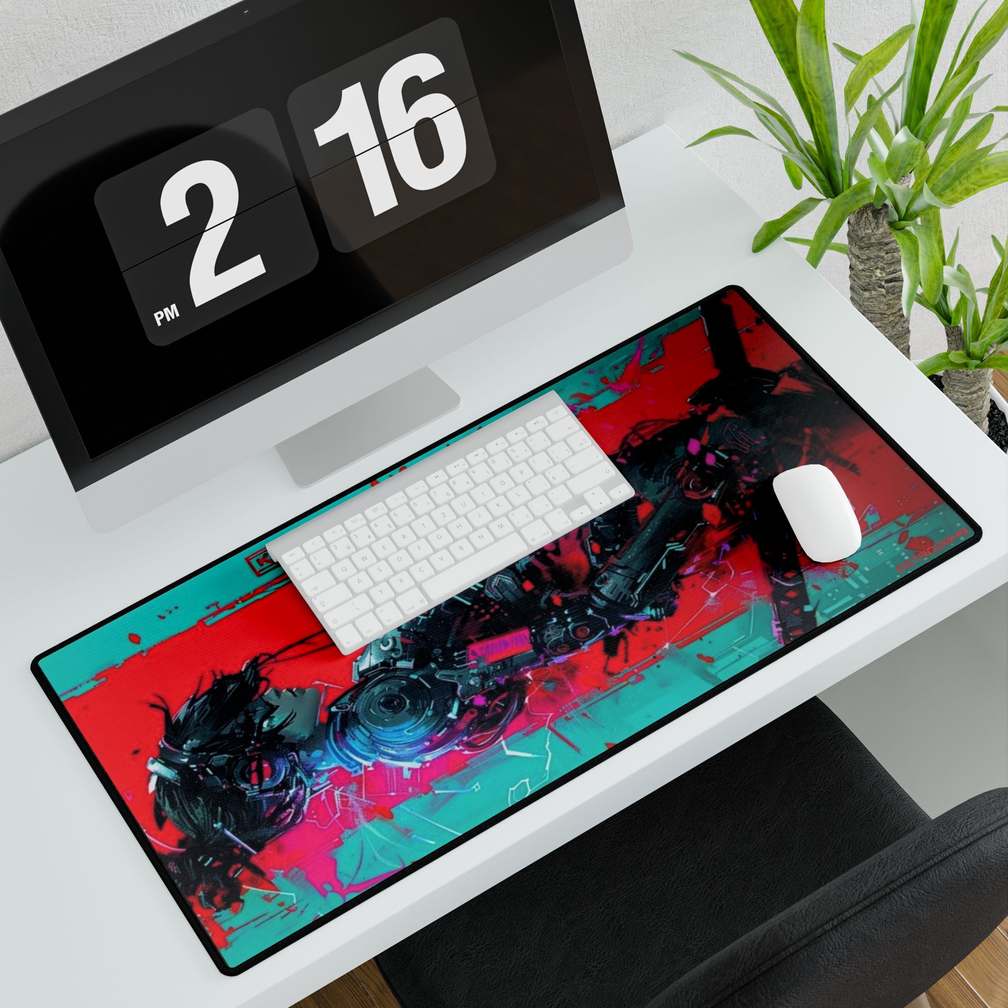 CYBERPUNK - SAMURAI - Colorful Gaming Desk Mat with Abstract Design, Desk Pad for Gamers, Office Decor, Mouse Mat, Home Workspace