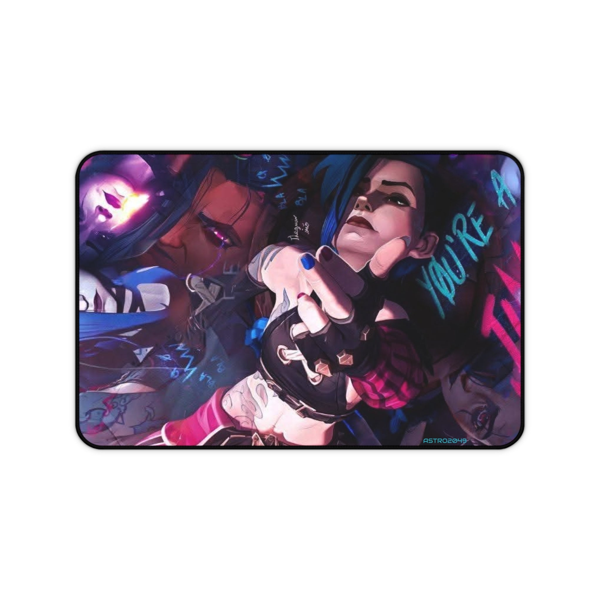 League of Legends - Arcane: JINX - Edgy Gamer Desk Mat, Anti-Slip Desk Pad, Personalized Gaming Mat, Unique Gift for Gamers