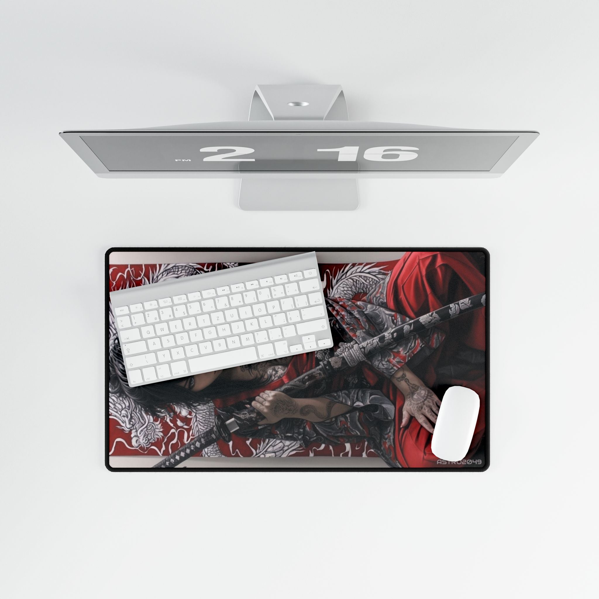 CYBERPUNK - GEISHA - SAMURAI - Elegant Art Desk Mat with Japanese Aesthetic Design, Office Decor, Gaming Setup, Unique Gift, Zen Workspace