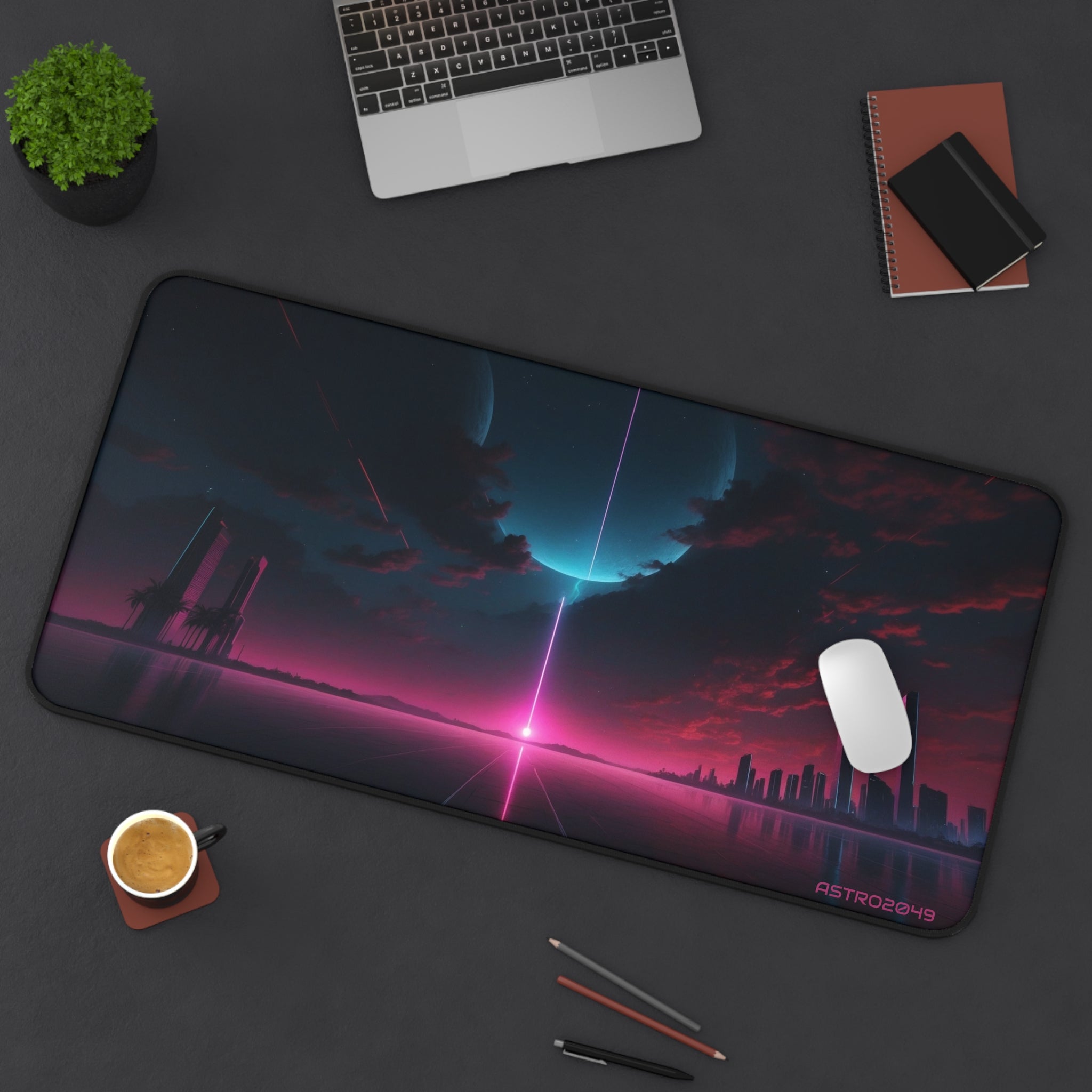CYBERPUNK - RETROWAVE - Retro Futuristic Desk Mat, Gaming Mouse Pad, Office Decor, Gift for Gamers, Desk Accessories, Cyberpunk Theme