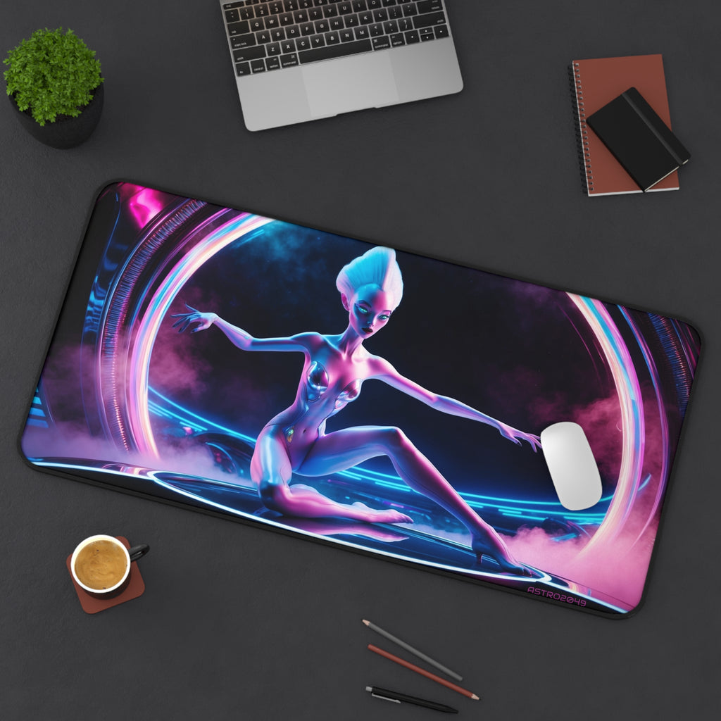 CYBERPUNK - ALIEN - Galactic Alien Themed Desk Mat, Sci-Fi Mouse Pad, Office Decor, Gaming Accessory, Unique Gift for Space Lovers