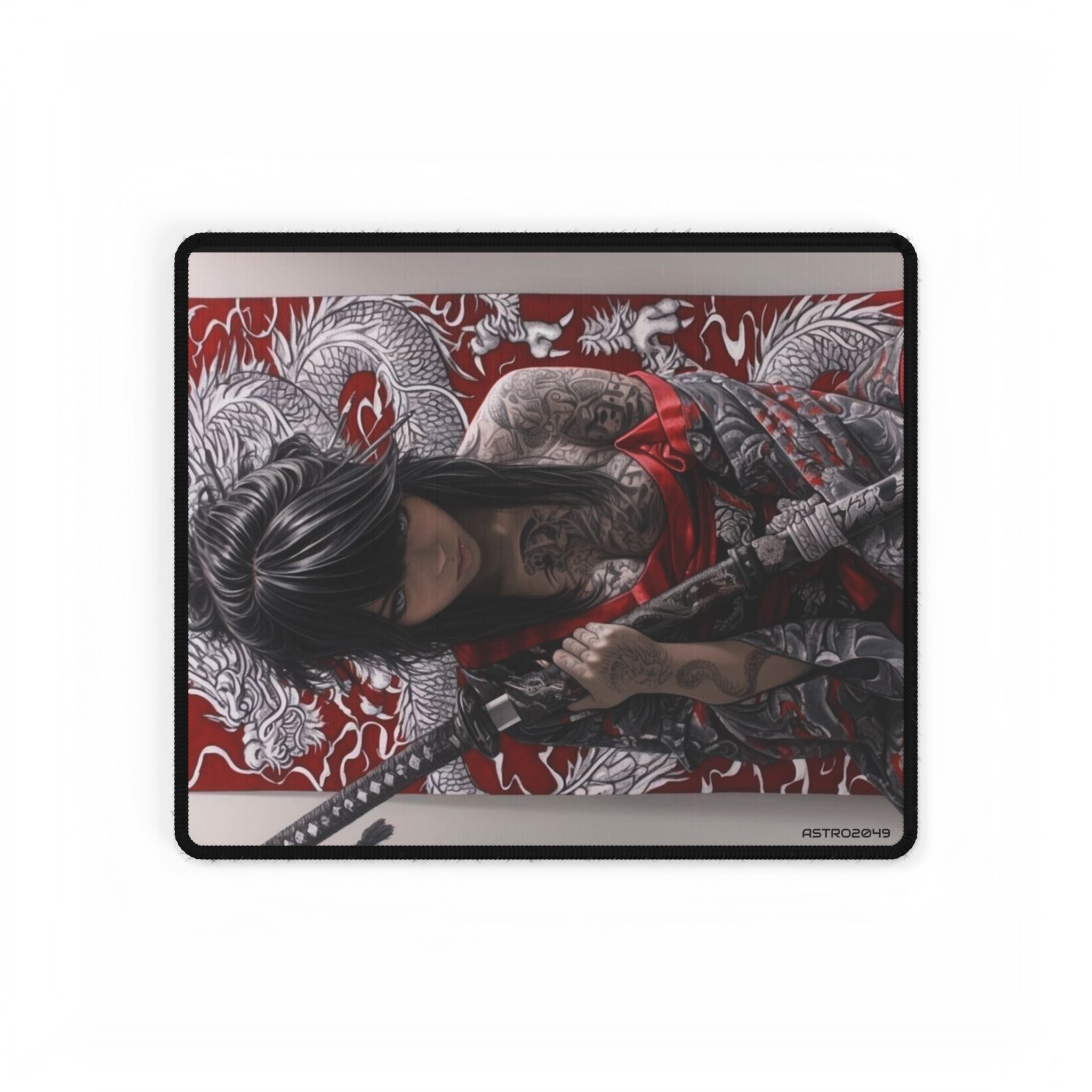 CYBERPUNK - GEISHA - SAMURAI - Elegant Art Desk Mat with Japanese Aesthetic Design, Office Decor, Gaming Setup, Unique Gift, Zen Workspace