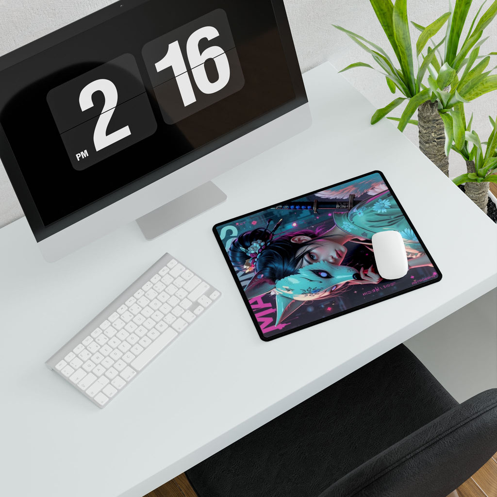 CYBERPUNK - GEISHA - Artistic Desk Mat with Japanese Inspired Design, Gaming Desk Pad, Home Office Accessories, Mouse Pad