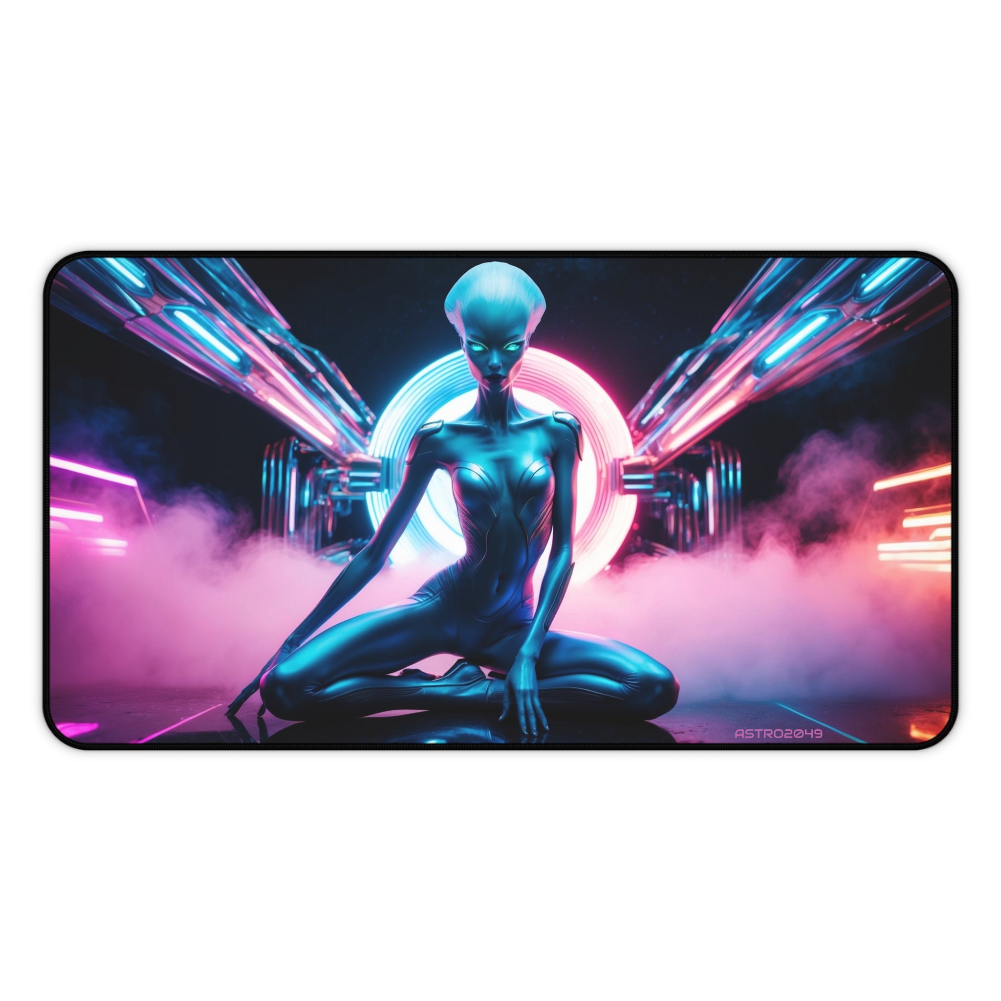 CYBERPUNK - ALIEN - Futuristic Alien Desk Mat - Cosmic Gamer Mouse Pad, Desk Accessories, Home Office Decor, Sci-Fi Art