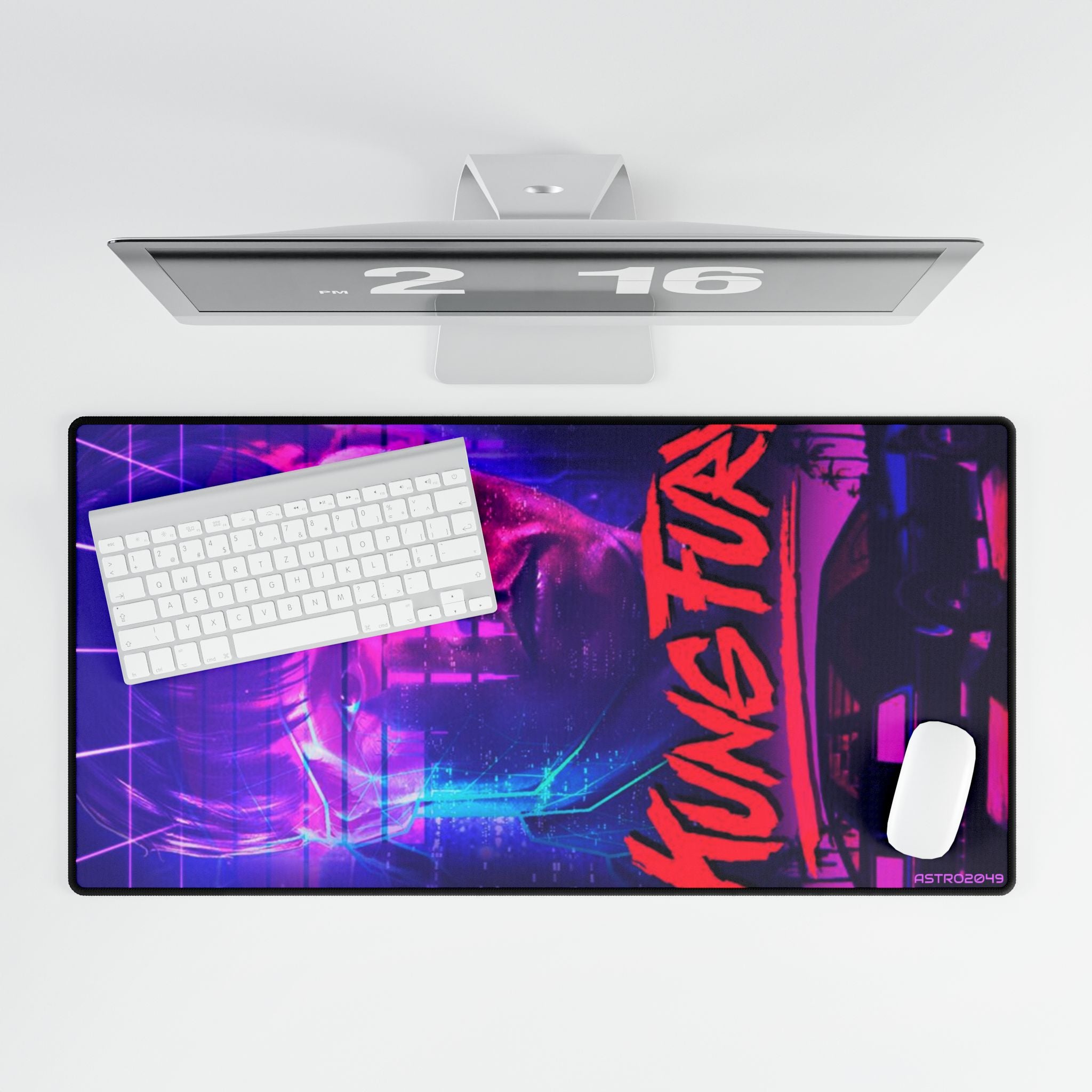 KUNG FURY - Retro Kung Fu Desk Mat - Gaming Desk Pad, Mouse Pad, Computer Mat, Office Decor, Unique Desk Accessories