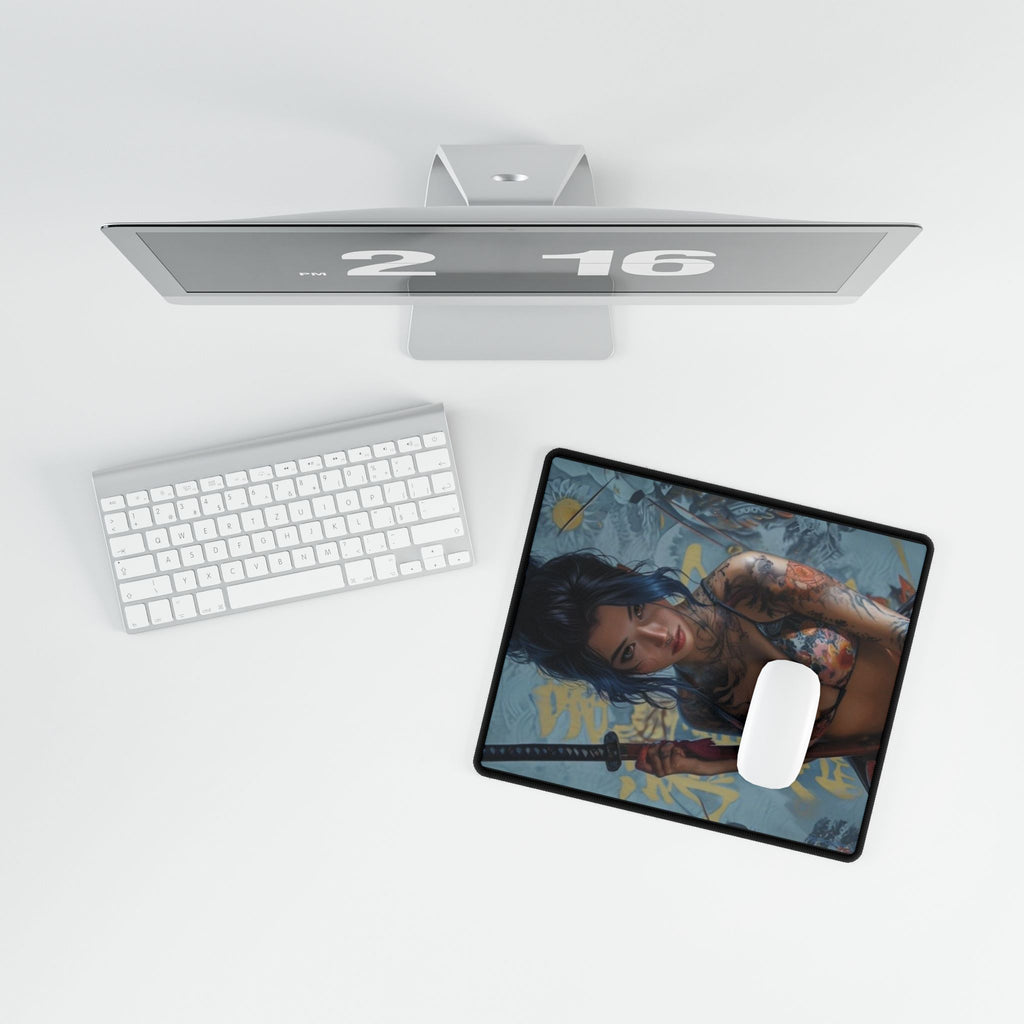 CYBERPUNK - SAMURAI - Artistic Desk Mat with Samurai Theme, Gamer Desk Accessories, Office Decor, Unique Gift for Him, Custom Mouse Pad